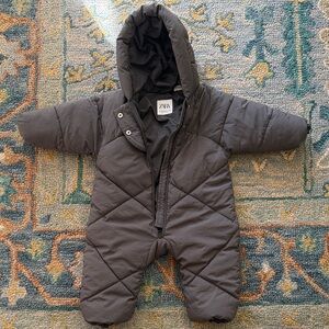 Zara Charcoal Quilted Baby Snowsuit